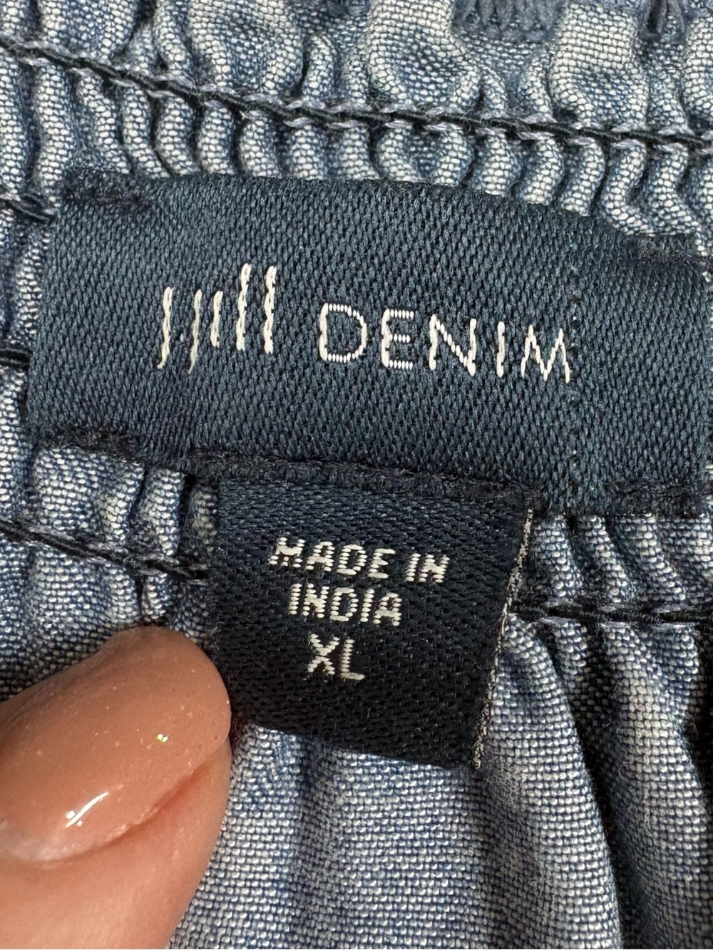 J Jill Denim Top Size XL White Embroidered Blue Tencel Relaxed Fit Country - Picture 2 of 11